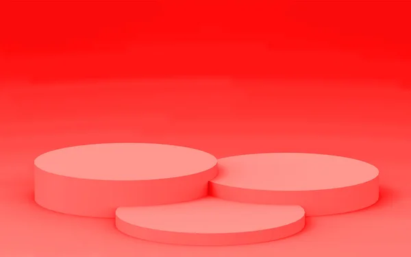 Rosa Korall Cylinder Podium Minimal Hörn Studio Bakgrund Abstrakt Geometrisk — Stockfoto