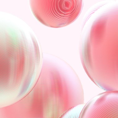 3 boyutlu metal toplar pembe turuncu pastel renkler izole edilmiş modern arkaplan. Soyut yuvarlak geometrik şekil çizimi çizimi.