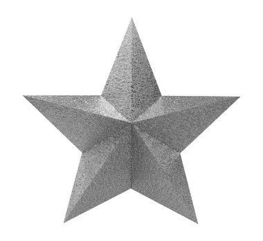 Beyaz arkaplanda nesne kırpma yolu ile izole edilmiş gri gümüş yıldız.
