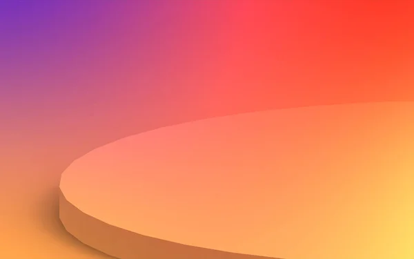 Gelb Orange Und Lila Neonlicht Zylinder Podium Minimalen Studio Farbverlauf — Stockfoto
