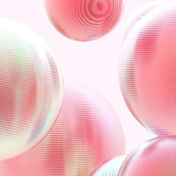 三维金属球粉红色橙色的灰白色渐变色彩隔离了现代背景 抽象圆形几何物体图解绘制 — 图库照片