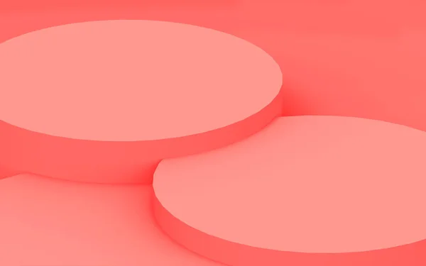 Różowy Koralowy Cylinder Podium Minimalne Tło Narożne Studio Abstrakcyjny Geometryczny — Zdjęcie stockowe