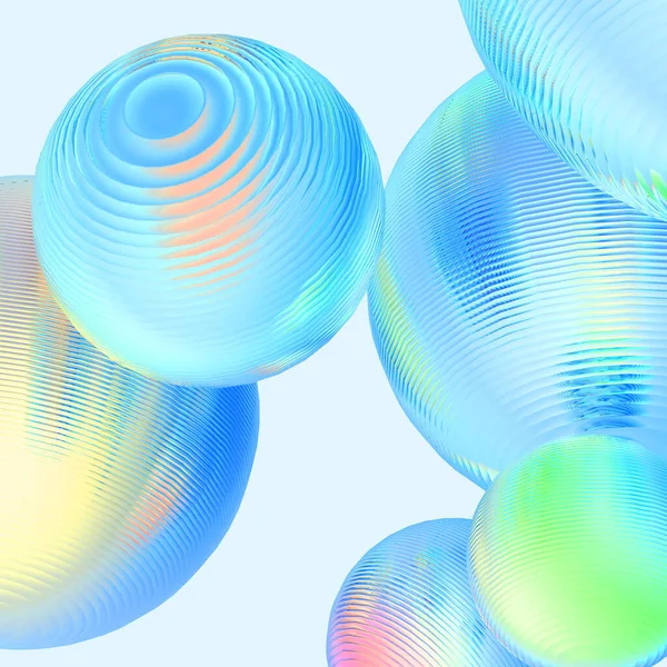 Metalen Stalen Ballen Pastel Gradiënt Kleuren Geïsoleerde Moderne Achtergrond Abstract — Stockfoto