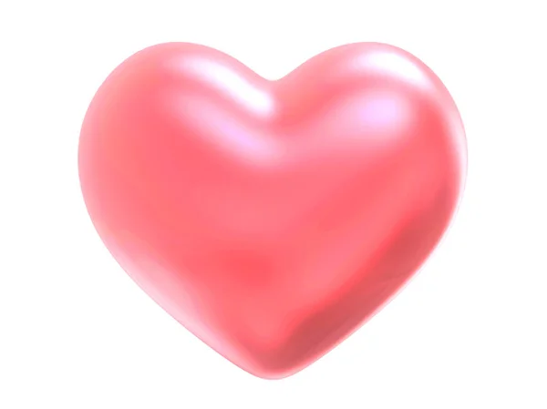 Rosa Vermelho Coração Brilhante Forma Isolada Fundo Branco Com Recorte — Fotografia de Stock