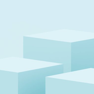 3D mavi parlak sahne sahne stüdyo arkaplanı minimal. Soyut 3d geometrik şekil çizimi. Teknoloji, tıp sektörü ve yaz tatili ürünleri için görüntü.