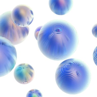 3D metal toplar pastel gradyan renk izole modern arkaplan. Soyut yuvarlak geometrik şekil çizimi çizimi.