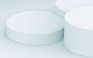 3D gri, parlak silindir podyum stüdyo arka planı. Soyut 3d geometrik şekil çizimi çizimi.