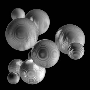 3D metal top, siyah beyaz gradyan renk izole modern arka plan. Soyut kabarcık geometrik şekil nesne çizimi.