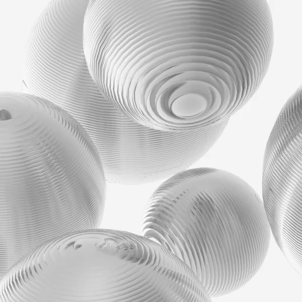 三维金属球 白色和灰色渐变的色彩隔离了现代背景 摘要气泡几何形状物体图解绘制 — 图库照片