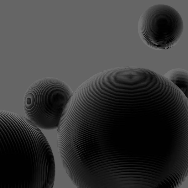 3D金属鋼ボール 黒とグレーのグラデーション色は 現代の背景を隔離しました 概要バブル幾何学図形オブジェクトイラストレンダリング — ストック写真