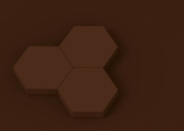 Brown Dark Hexagon Podium Minimal Studio Background Abstract Geometric Shape — Stock Photo, Image