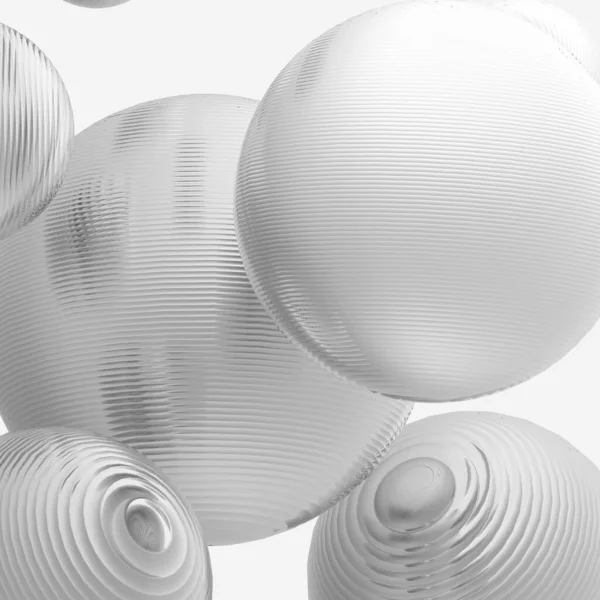 三维金属球 白色和灰色渐变的色彩隔离了现代背景 摘要气泡几何形状物体图解绘制 — 图库照片