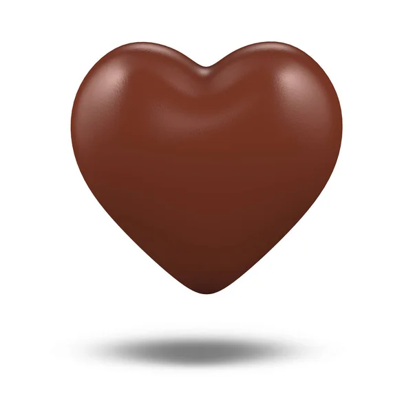 Hjärta Choklad Kaffe Brun Färg Form Isolerad Vit Bakgrund Närbild — Stockfoto