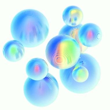 3D metal toplar pastel renkler izole edilmiş modern arkaplan. Soyut yuvarlak geometrik şekil çizimi çizimi.