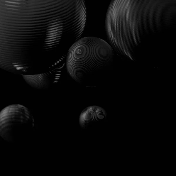 三维金属球 黑色和灰色渐变的色彩隔离了现代背景 摘要气泡几何形状物体图解绘制 — 图库照片
