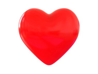 Pembe kırmızı kalp parlak şekli, kırpma yolu olan beyaz arka planda izole edilmiş. Nesne.