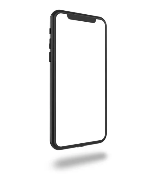 Smart Phone Mockup Nero Isolato Sfondo Bianco Con Percorso Ritaglio — Foto Stock