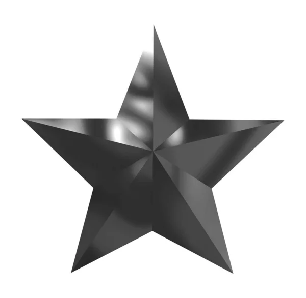 Estrella Plata Negra Aislada Sobre Fondo Blanco Con Trayectoria Recorte — Foto de Stock