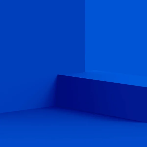 3D mavi sahne sahne stüdyo arkaplanı çok az. Soyut 3d geometrik şekil çizimi. Teknoloji işi için çevrimiçi ürün görüntüsü.