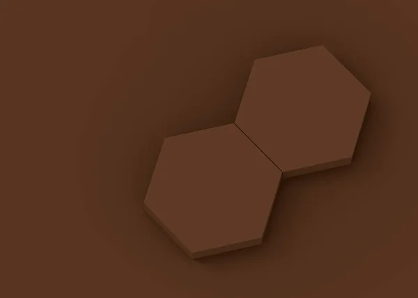 Brun Mörk Hexagon Podium Minimal Studio Bakgrund Abstrakt Geometrisk Form — Stockfoto