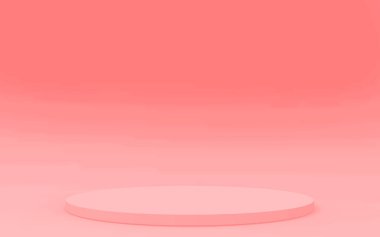 3D pembe silindir podyum minimum stüdyo arkaplanı. Soyut 3d geometrik şekil çizimi. Sevgililer Günü ürünü için göster.