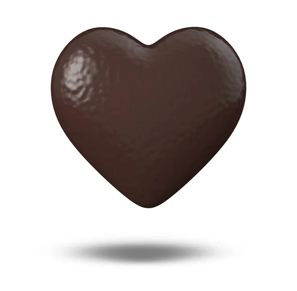 Сердце Шоколадный Кофе Коричневого Цвета Формы Изолированы Белом Фоне Закрыть — стоковое фото