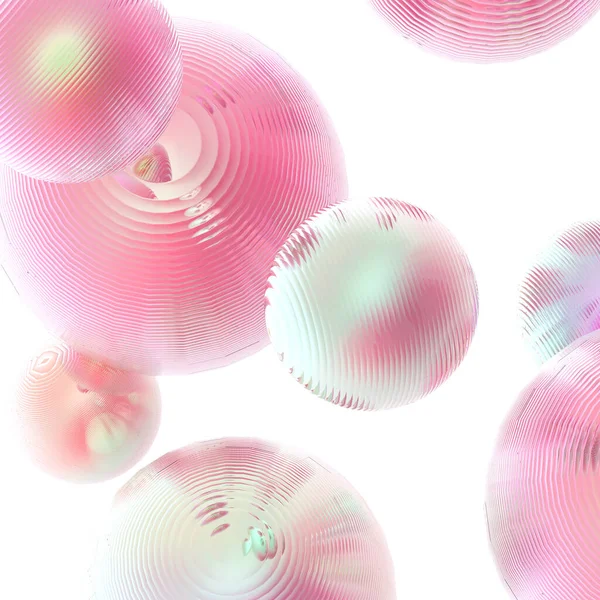 Metalen Stalen Ballen Roze Pastel Gradiënt Kleuren Geïsoleerde Moderne Achtergrond — Stockfoto