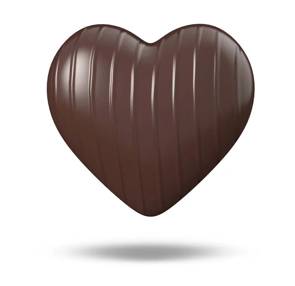 ホワイトを基調にしたハートチョコレートコーヒーブラウンの形 クリッピングパスでオブジェクトを閉じます 食とバレンタインデーのコンセプト — ストック写真
