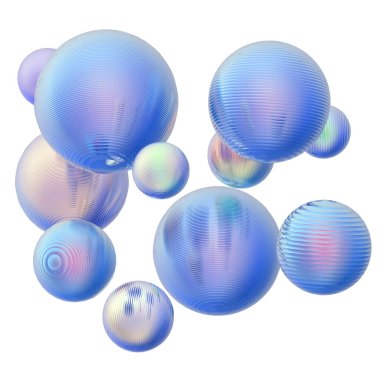 3D metal toplar pastel gradyan renk izole modern arkaplan. Soyut yuvarlak geometrik şekil çizimi çizimi.