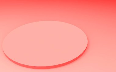 3D pembe mercan silindirli podyum. Stüdyo arka planı minimumda. Soyut 3d geometrik şekil çizimi. Sevgililer Günü ürünü için göster.