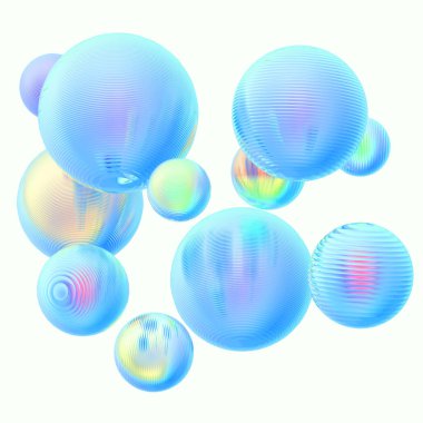 3D metal toplar pastel renkler izole edilmiş modern arkaplan. Soyut yuvarlak geometrik şekil çizimi çizimi.