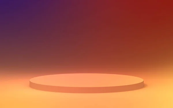 Žlutá Oranžová Fialová Neon Světlo Válec Pódium Minimální Studio Gradient — Stock fotografie