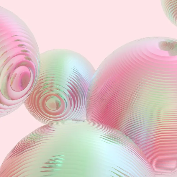 3D金属製のボールピンクパステルグラデーション色は 現代的な背景を隔離しました 概要円形状オブジェクトイラストレンダリング — ストック写真