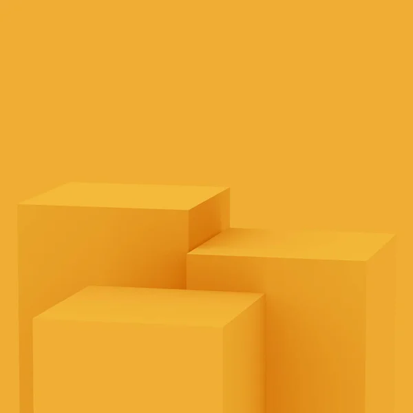 Gelbe Bühne Podium Szene Minimalen Studio Hintergrund Abstrakte Darstellung Geometrischer — Stockfoto