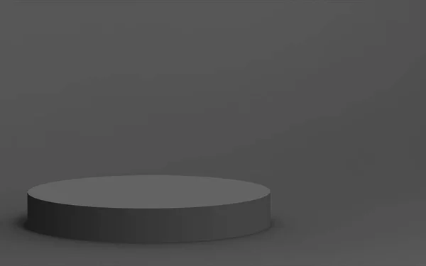 3D灰色圆柱形讲台最小工作室背景 摘要三维几何形体图解绘制 商业产品的展示 — 图库照片