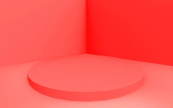 Rosa Koralle Zylinder Podium Minimale Ecke Studio Hintergrund Abstrakte Darstellung — Stockfoto