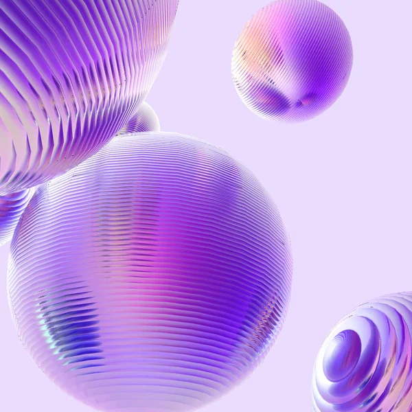 Metal Steel Balls Purple Pastel Gradient Colors Isolated Modern Background — Stock Photo, Image