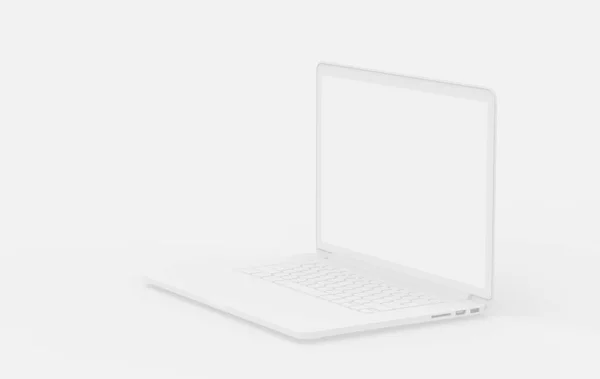 Laptop Grigio Oggetto Bianco Sfondi Computer Mockup Business Online Concetto — Foto Stock