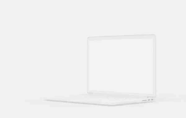 Laptop Objeto Branco Cinza Fundos Computador Mockup Negócio Line Conceito — Fotografia de Stock