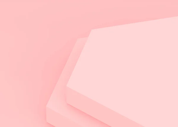 분홍색 육각형 스튜디오 기하학적 렌더링 화장품 발렌타인데이 제품을 전시품 — 스톡 사진