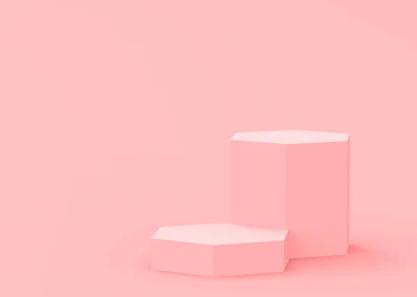 Абстрактний Рожевий Шестикутник Подіум Мінімальний Студійний Фон Візуалізація Єктів Геометричної — стокове фото
