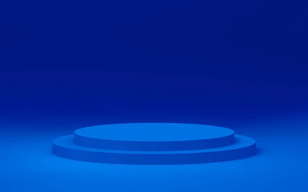 Pódio Cilindro Azul Fundo Estúdio Mínimo Abstrato Forma Geométrica Objeto — Fotografia de Stock
