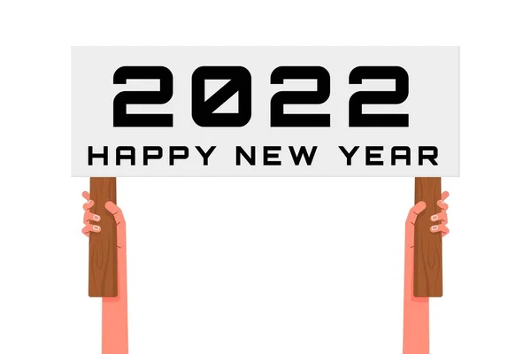 手牵着海报祝2022年新年快乐 — 图库矢量图片