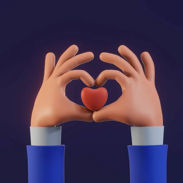 3d manos estilizadas, gesto del corazón —  Fotos de Stock