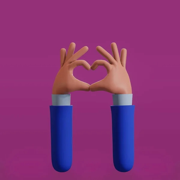 3d stylized hands, heart gesture — 스톡 사진