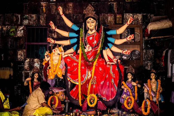 Верховний Шакті Маа Дурґа Шанується Абсолютній Відданості Індуїстській Релігії — стокове фото