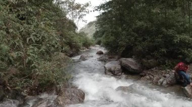 Hindistan 'ın Batı Bengal bölgesindeki Darjeeling bölgesindeki Senchal vahşi yaşam sığınağında gizli bir şelale..