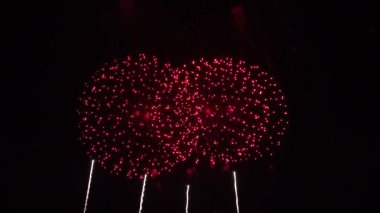 Colorful Real Fireworks light up the dark sky with dazzling display celebration