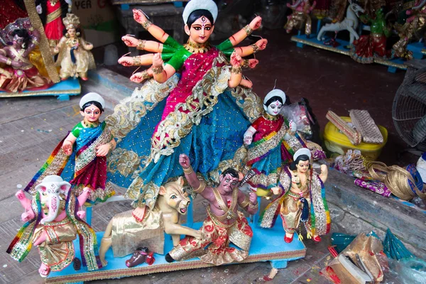 Shakti Supremo Maa Durga Adorado Com Lâmpada Diya Maior Devoção — Fotografia de Stock