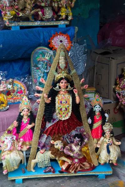 Shakti Supremo Maa Durga Adorado Com Lâmpada Diya Maior Devoção — Fotografia de Stock